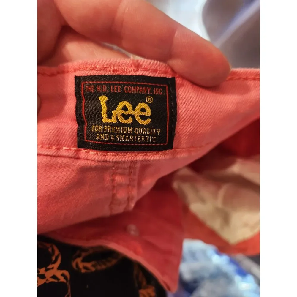 Lee Pink Denim Bermuda Shorts Size 10 Women's Long Jean Shorts Knee Length